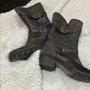 Brown Leather Combat & Moto Boots Sz 9-9.5 fit like a 40